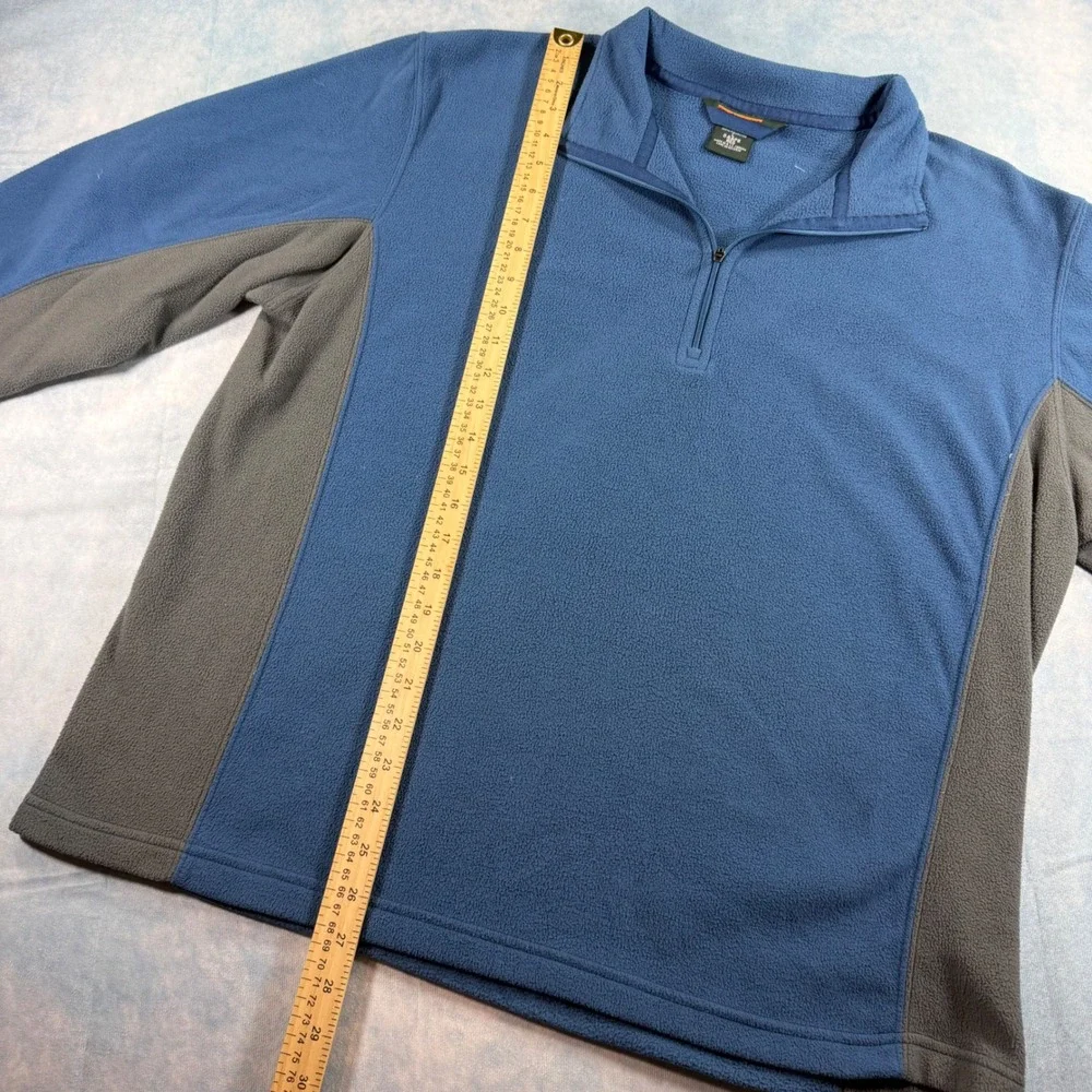 LL Bean Fleece Pullover Mens Large Blue Excellent Quarter Zip 0AAP8